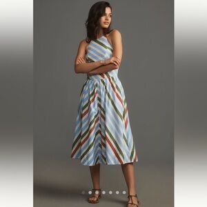 NWT Anthropologie Maeve Halter Chevron Multicolor Midi Sundress